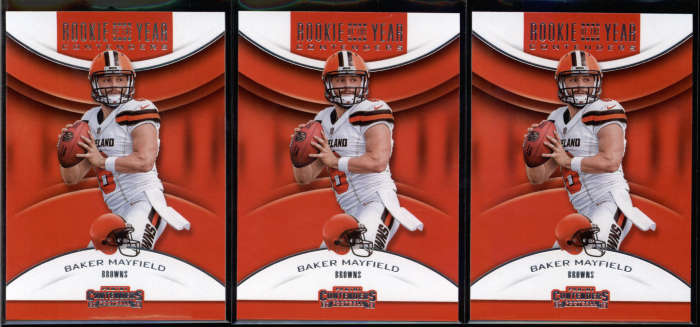 LOT OF (3) BAKER MAYFIELD 2018 CONTENDERS #RYA-BM ROOKIE OF THE YEAR FD7112