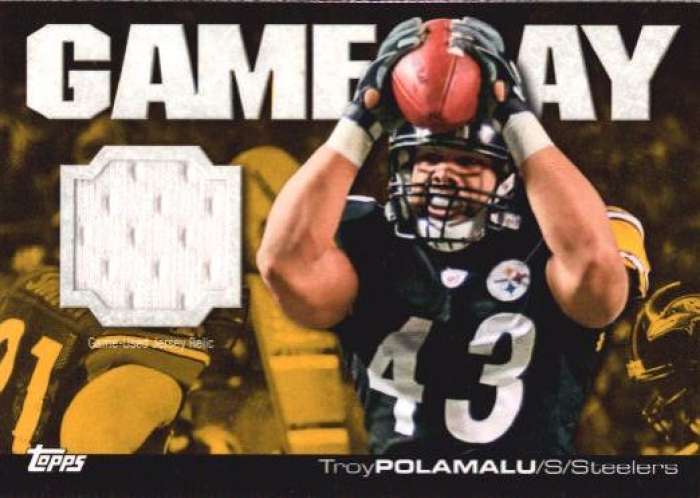 TROY POLAMALU 2011 TOPPS GAME DAY STEELERS GAME WORN/USED JERSEY CARD 